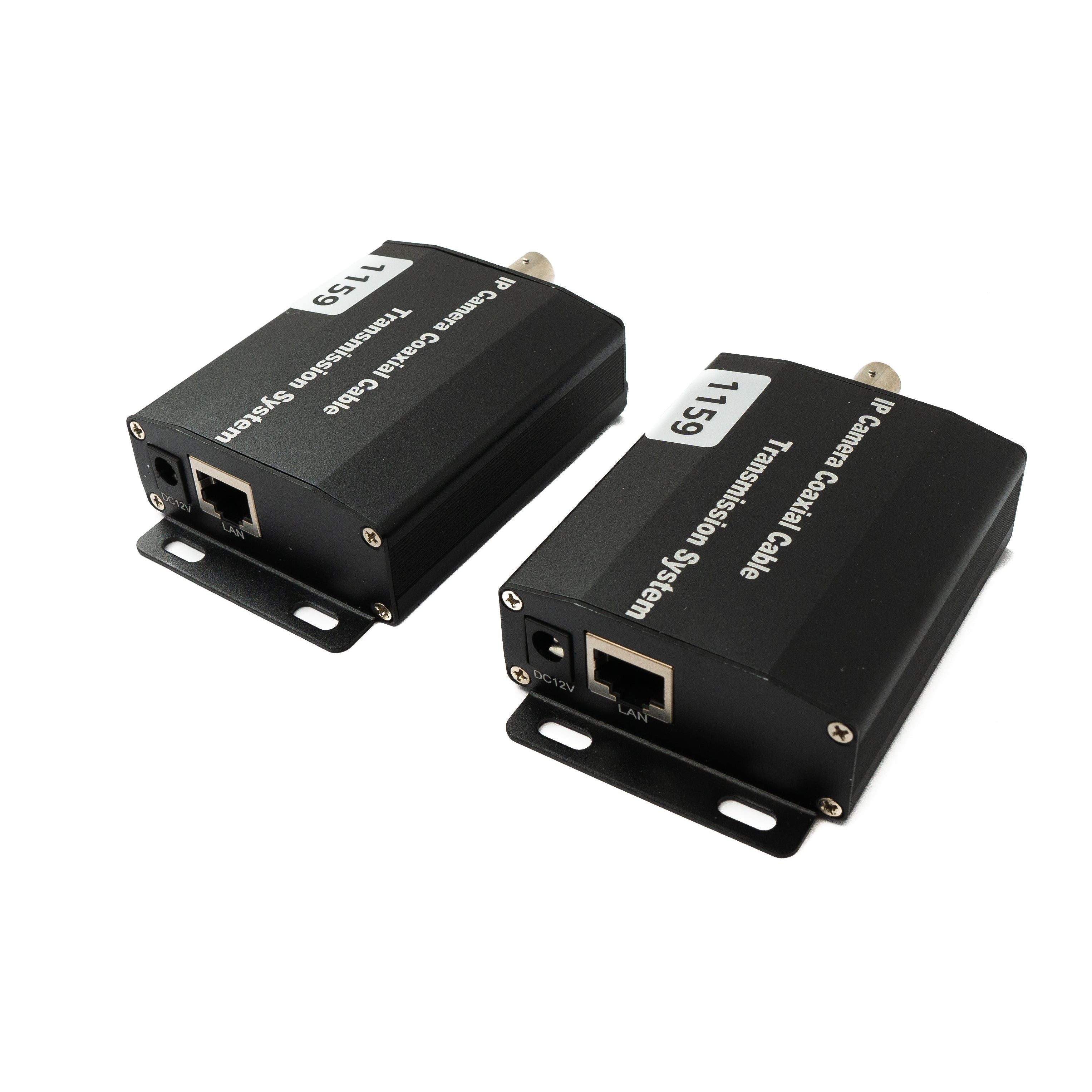 IP Transceiver Set Für Koaxialkabel BNC Anschluss Schwarz LAN RJ45 IP Kamera Übertragung