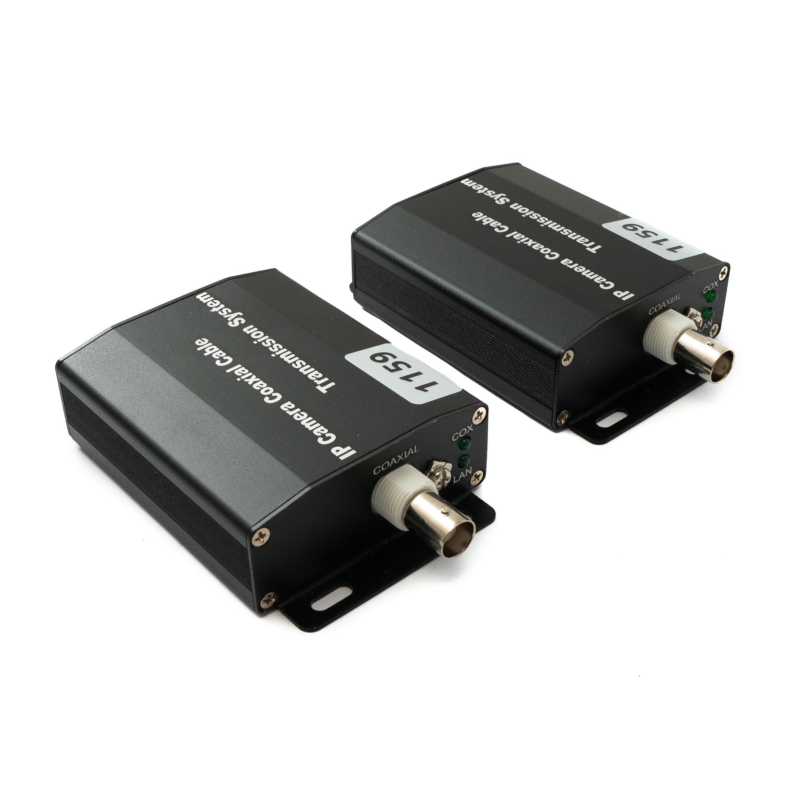 IP Transceiver Set Für Koaxialkabel BNC Anschluss Schwarz LAN RJ45 IP Kamera Übertragung