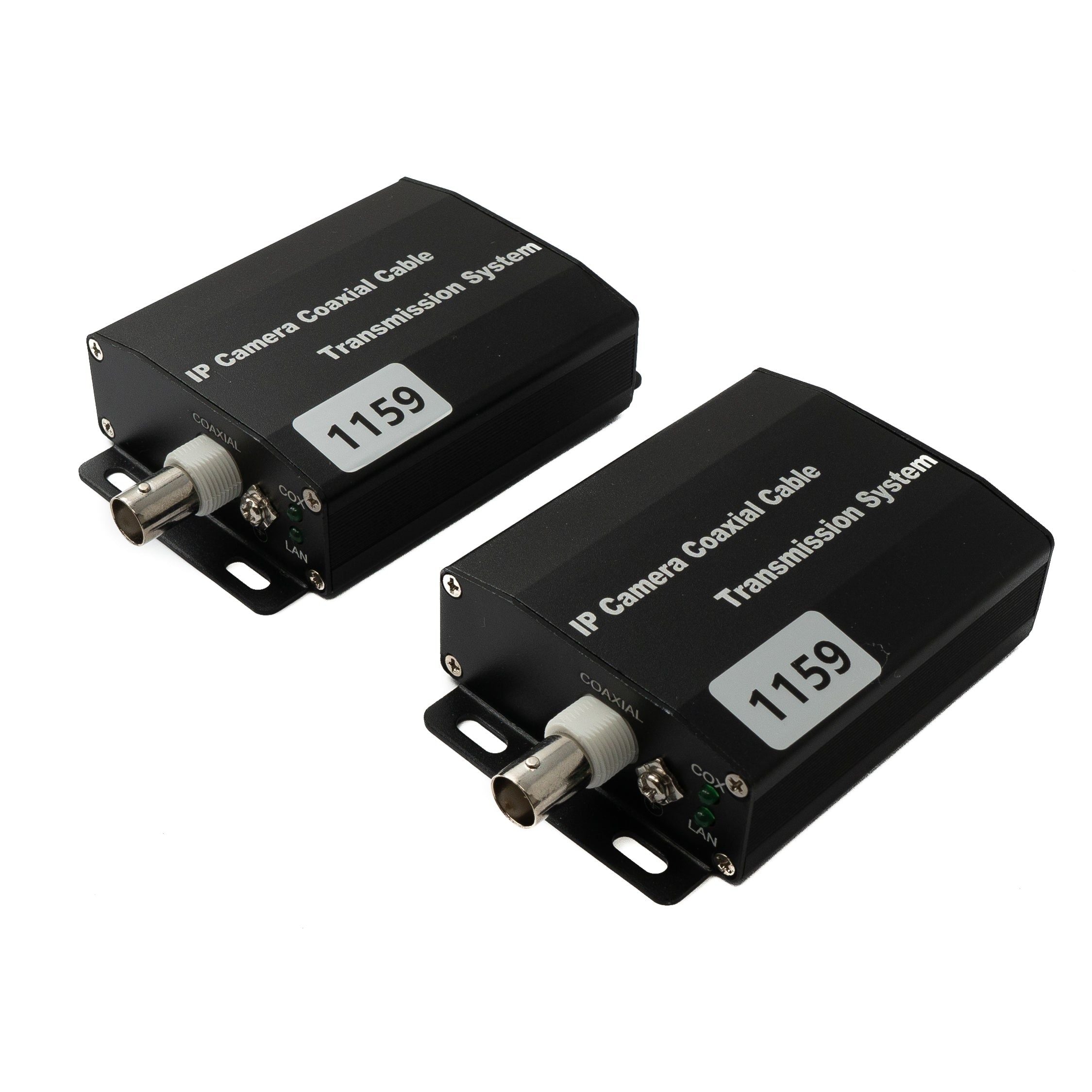 IP Transceiver Set Für Koaxialkabel BNC Anschluss Schwarz LAN RJ45 IP Kamera Übertragung