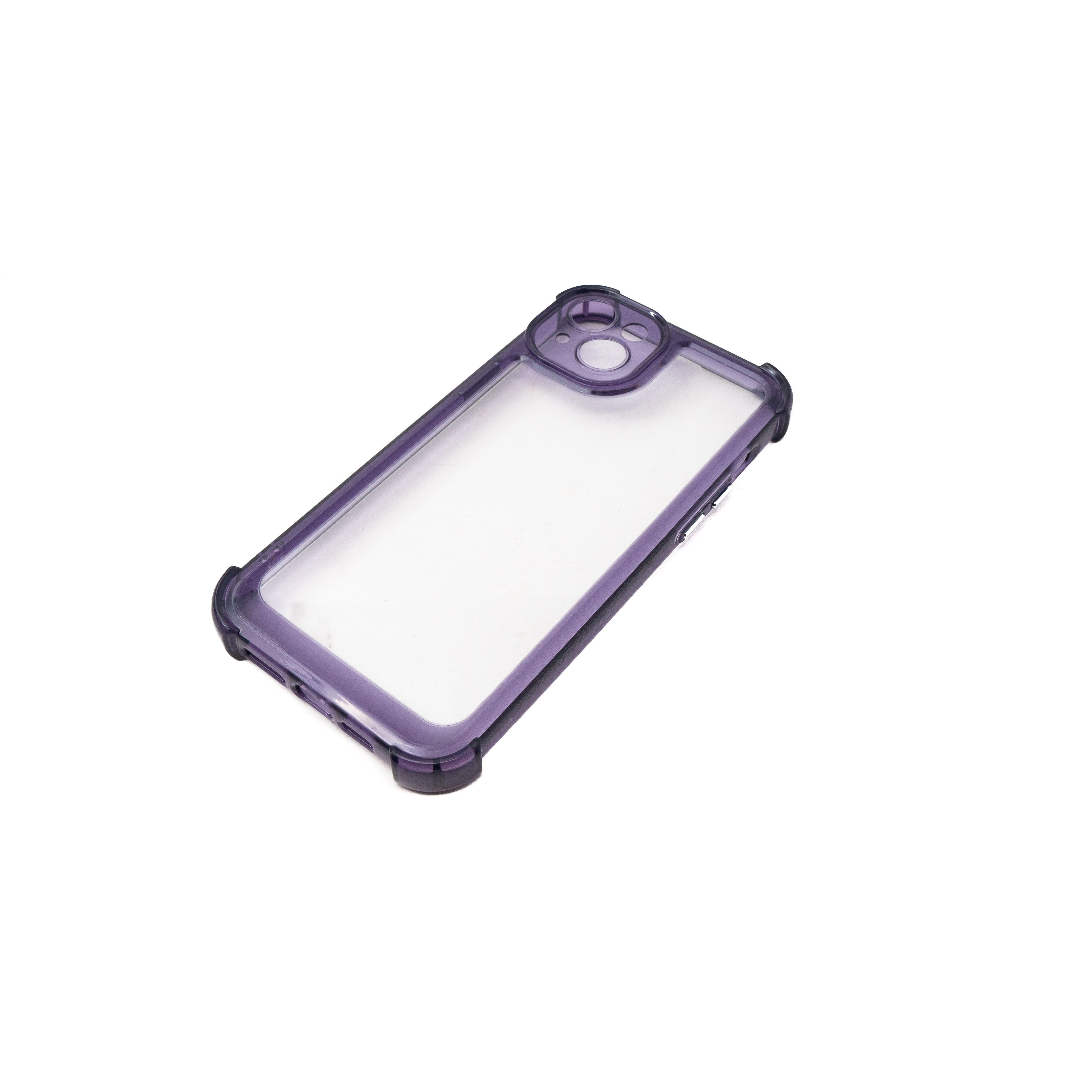 System-S TPU Schutzhülle Transparent Lila Für iPhone 14 Plus Mit Gepolsterten Ecken Rundumschutz