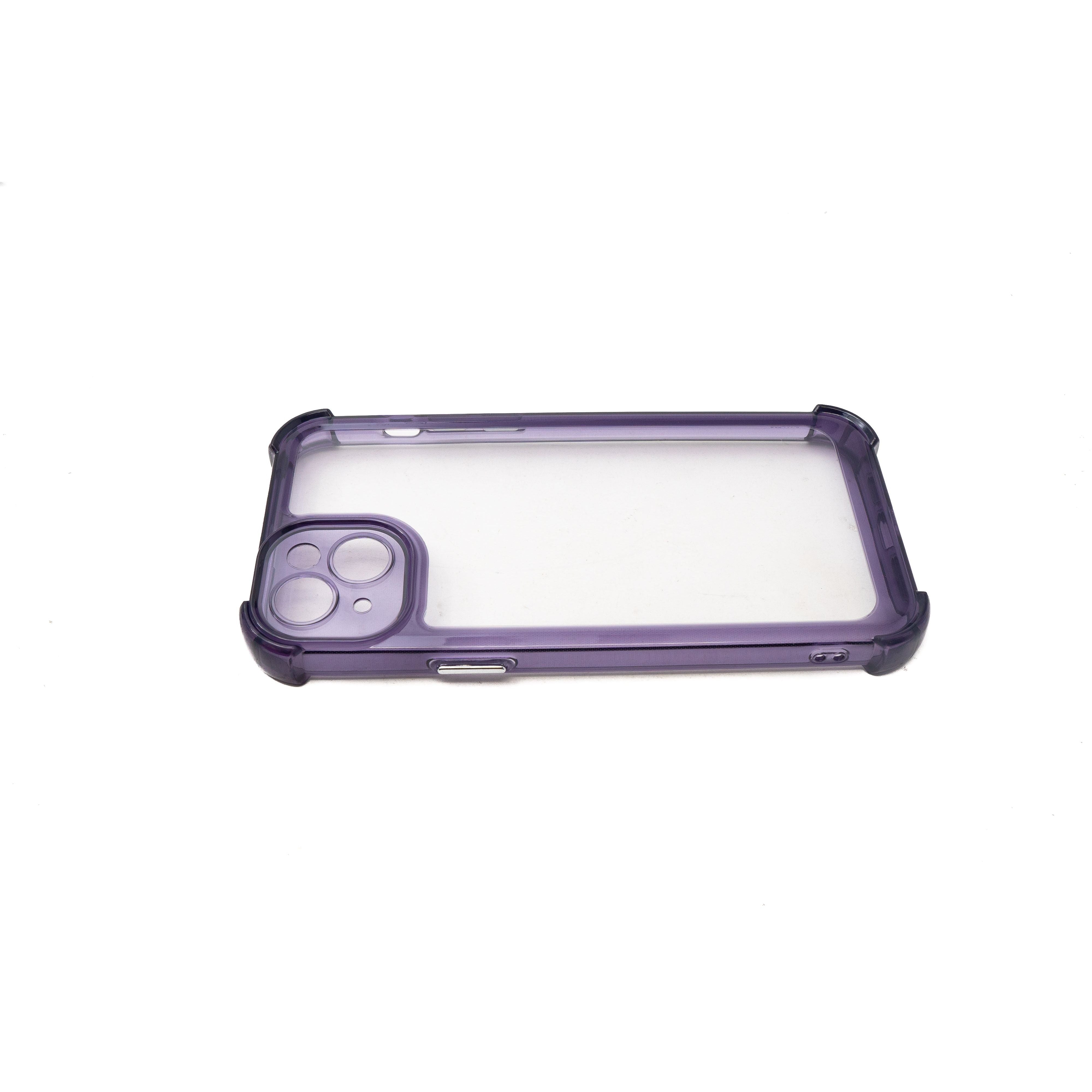 System-S TPU Schutzhülle Transparent Lila Für iPhone 14 Plus Mit Gepolsterten Ecken Rundumschutz
