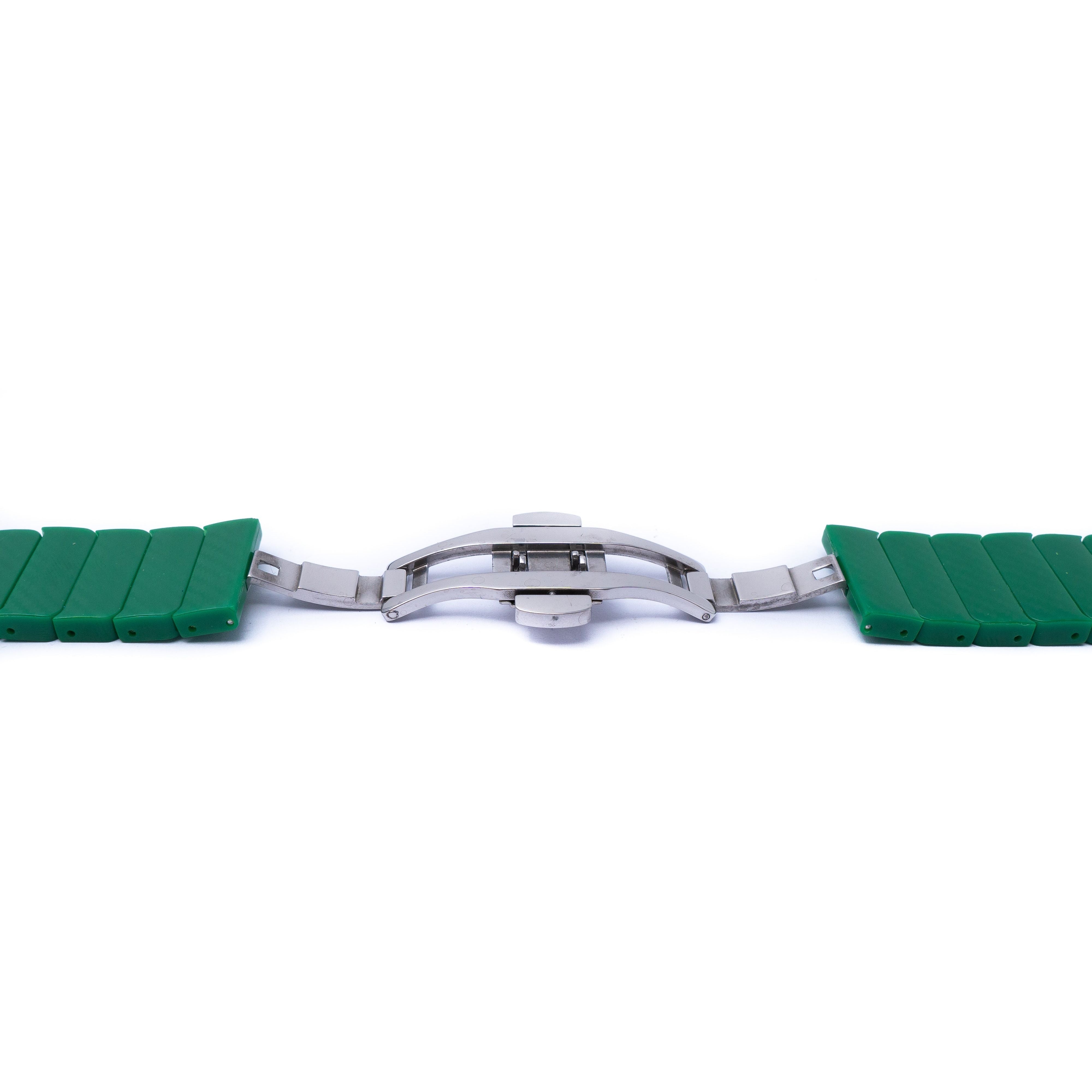 Flexibles Armband 20 Mm Polycarbonat Grün Mit Butterfly-Faltschließe Für Smartwatches