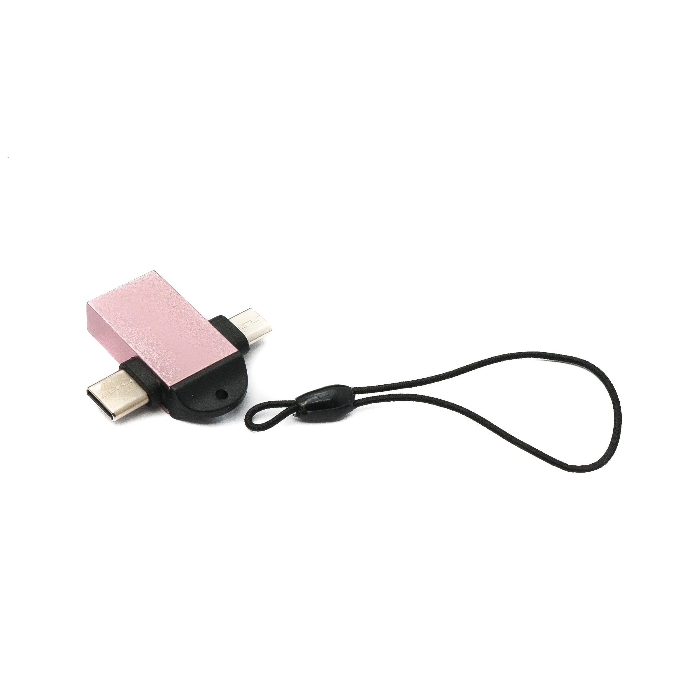 USB Y Adapter Mit Typ C Und Micro B Auf USB A 3.0 Buchse Pink Schlaufe Hochwertiges Gehäuse