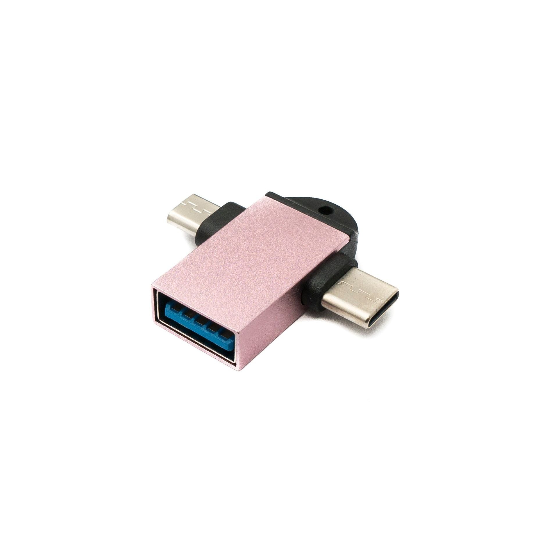 USB Y Adapter Mit Typ C Und Micro B Auf USB A 3.0 Buchse Pink Schlaufe Hochwertiges Gehäuse