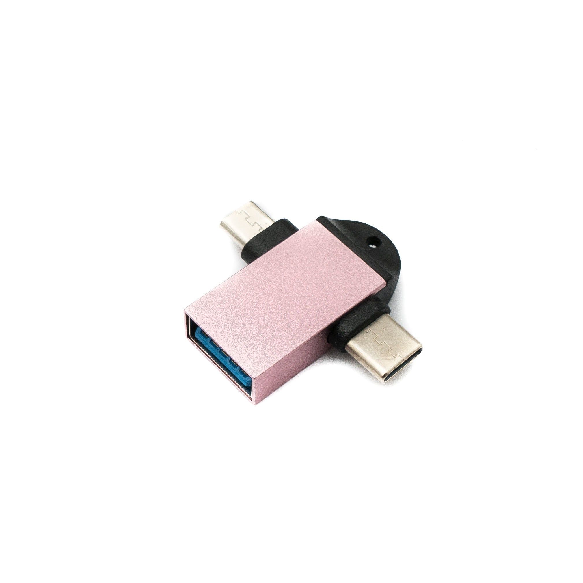 USB Y Adapter Mit Typ C Und Micro B Auf USB A 3.0 Buchse Pink Schlaufe Hochwertiges Gehäuse