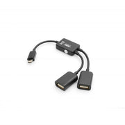 USB Micro B Male Auf Zwei USB A Female Kabel Lade Und Datenkabel Für Smartphones Und Tablets 17 Cm