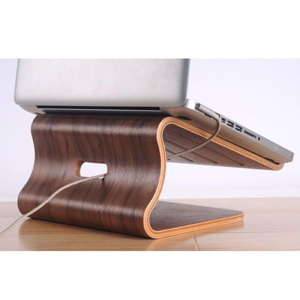 SYSTEM-S Echtholz Universal Notebookständer Laptop Netbook Ständer Halter Holz Ergonomisch in braun