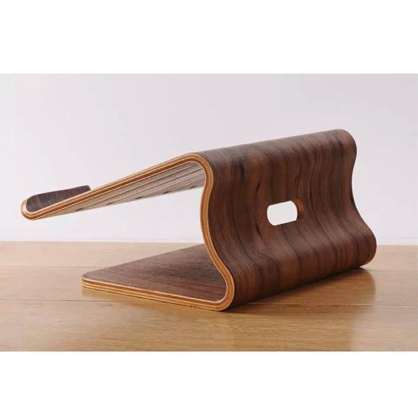 SYSTEM-S Echtholz Universal Notebookständer Laptop Netbook Ständer Halter Holz Ergonomisch in braun