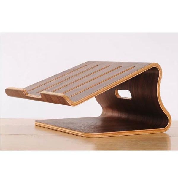 SYSTEM-S Echtholz Universal Notebookständer Laptop Netbook Ständer Halter Holz Ergonomisch in braun