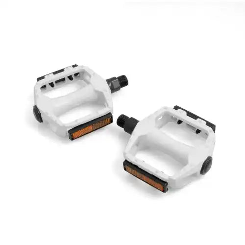 System-S Universal Fahrrad MTB BMX Pedal mit integriertem Reflektor in Weiß