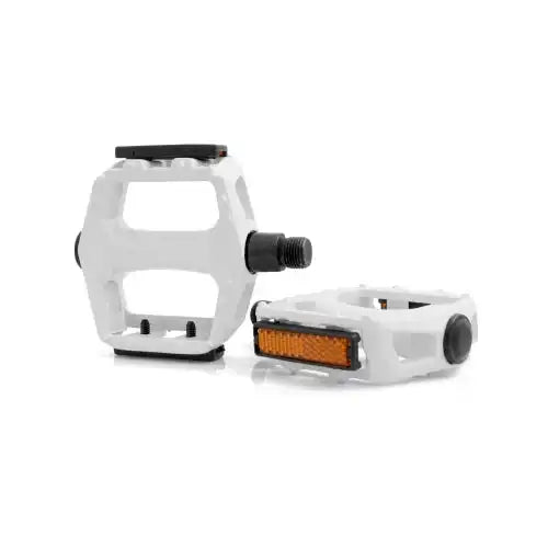 System-S Universal Fahrrad MTB BMX Pedal mit integriertem Reflektor in Weiß