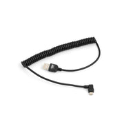 System-S Dehnbares Spiralkabel Micro USB 2.0  kompatibel Kabel gewinkelt 90 grad Winkelstecker (rechts/male) Datenkabel und Ladekabel 50 - 135 cm
