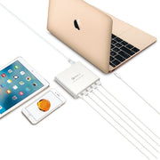 Schnellladegerät Vierfach USB A 3.0 Ladeadapter USB C Eingang Qualcomm Zertifiziert