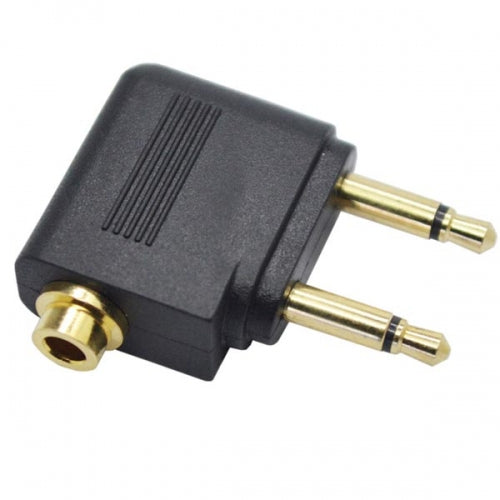 Flugzeug Kopfhörer Adapter Doppel 3.5mm Klinke Mono Stecker AUX gewinkelt (male) auf 3.5mm Klinke Stereo Buchse (female)