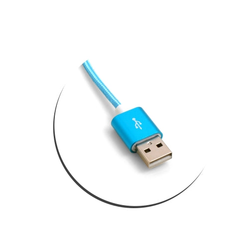 SystemS Micro USB Kabel Zu USB A 2.0 Adapter 25 cm Nylon Geflochten Blau Datenübertragung Und Laden