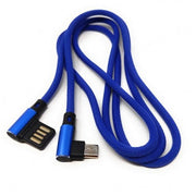 Systemhaus Zakaria Micro USB Kabel Nylon Blau Links Gewinkelt USB Typ A 2.0 98 Cm