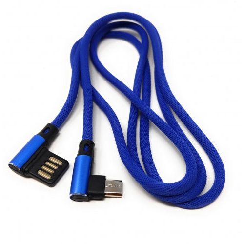 Systemhaus Zakaria Micro USB Kabel Nylon Blau Links Gewinkelt USB Typ A 2.0 98 Cm