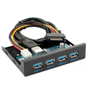 System-S USB HUB Typ A 3.0 4 Anschlüsse Panel Mount zum Motherboard 20poliges Anschlusskabel für 3,5"-Diskettenschacht