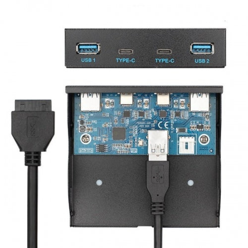 USB Hub Panelmontage 2x USB A 3.0 Und 2x USB C 3.1 Für Motherboard 20 Poliges Anschlusskabel