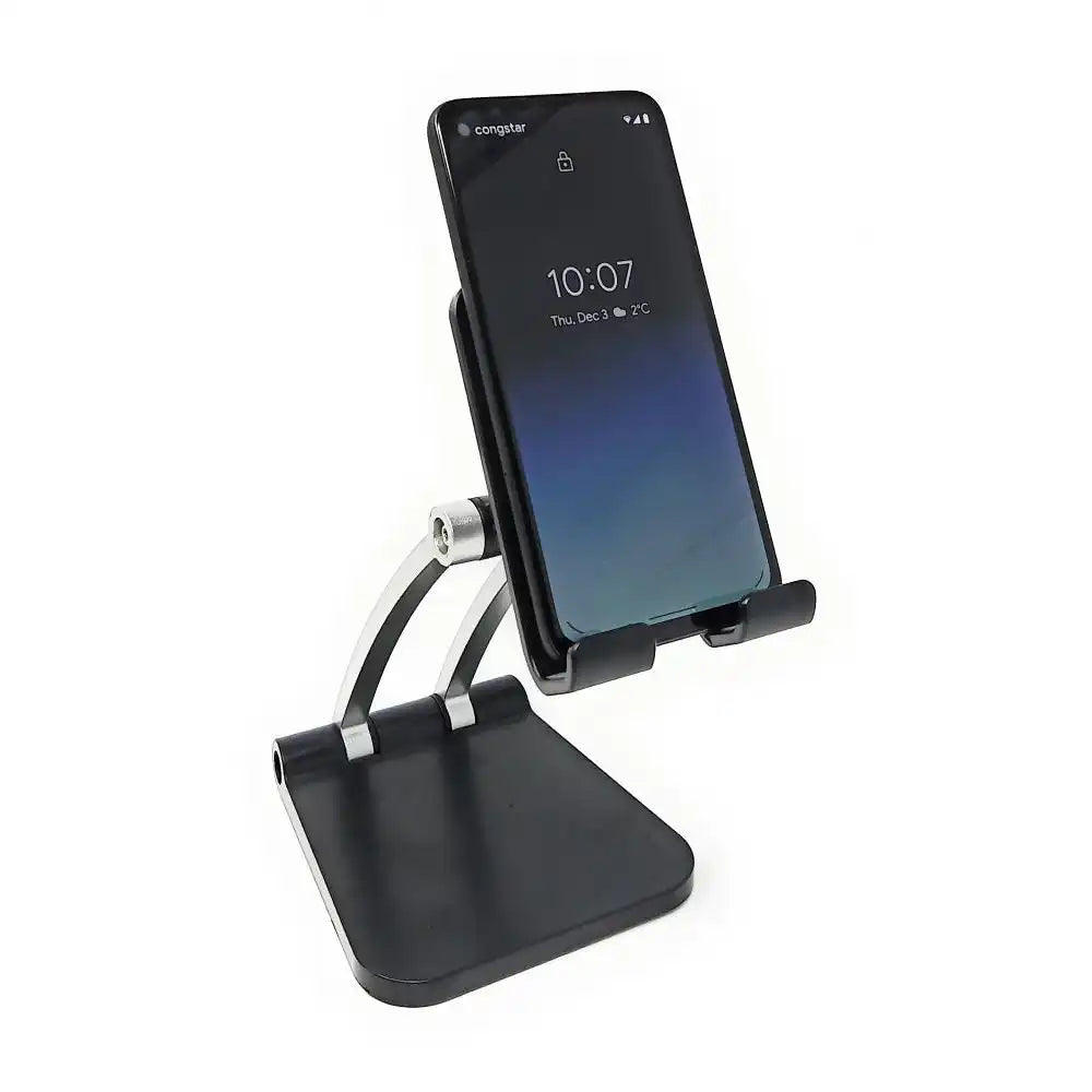 Ausklappbare Metall Standhalterung Schwarz Für Smartphone Mit Drei Gelenken Und Ladefunktion