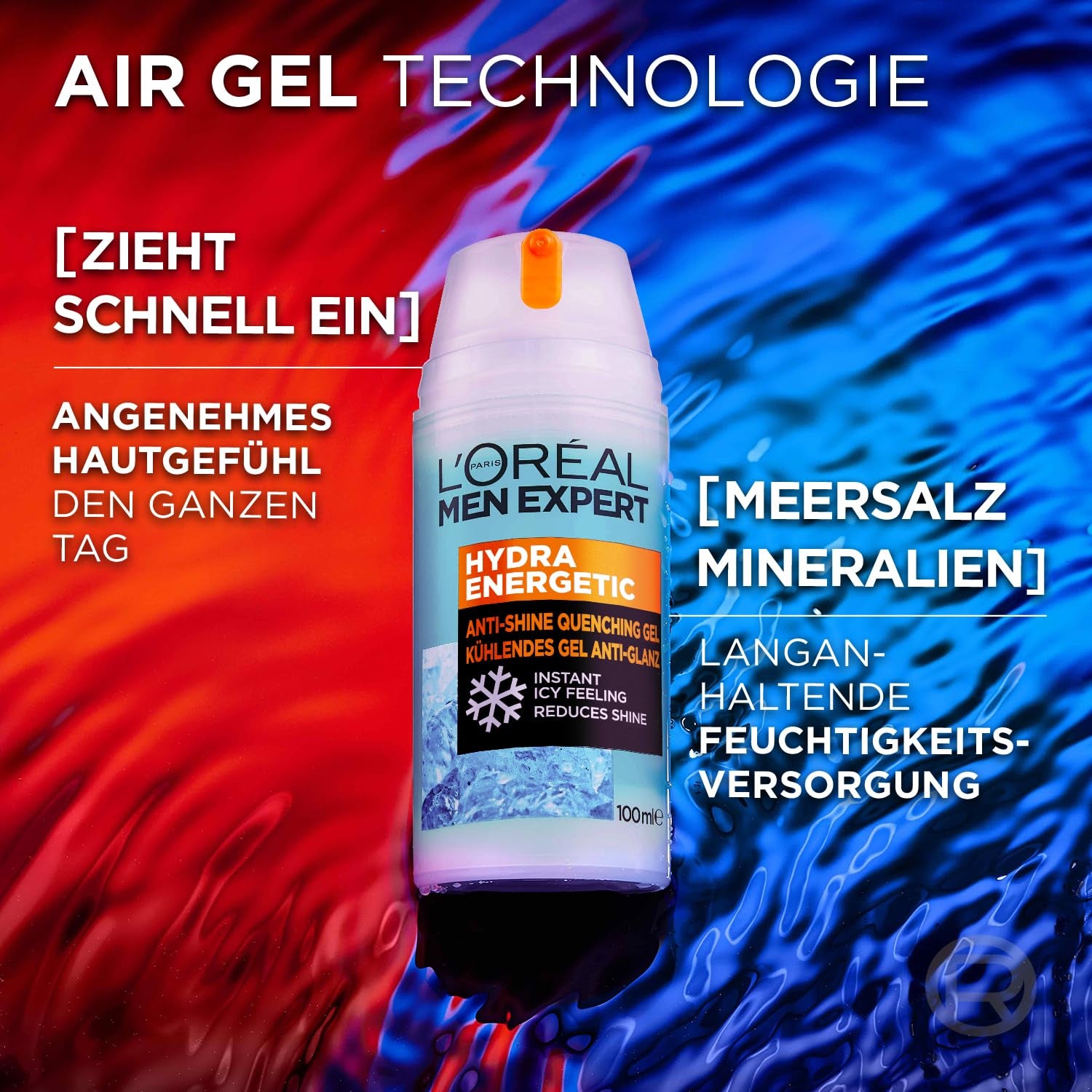 L'Oréal Men Expert XXL Kühlende Gesichtspflege Anti-Glanz Für Männer, Erfrischendes Und Mattierendes Gesichtsgel, Gesichtscreme Für Herren, Hydra Energy, [Amazon Exclusive], 1 X 100 Ml