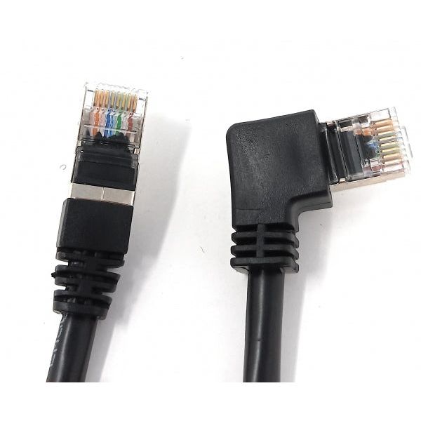 SYSTEM-S LAN Kabel 0,5 m RJ45 Stecker Ethernetkabel Netzwerkkabel Winkel in Schwarz
