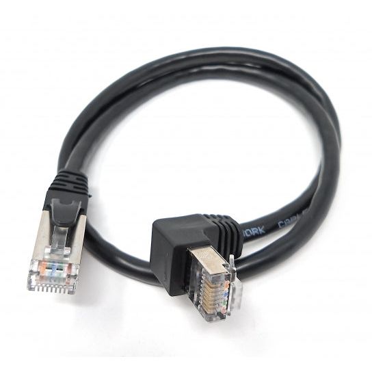 SYSTEM-S LAN Kabel 0,5 m RJ45 Stecker Ethernetkabel Netzwerkkabel Winkel in Schwarz