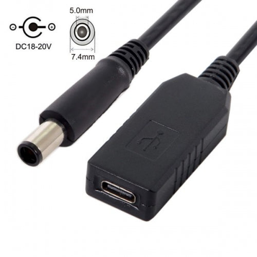 SYSTEM-S USB C Zu DC Ladekabel 20V 7,4 x 5,0 mm Stecker Kabel 23 cm Für Ladegeräte