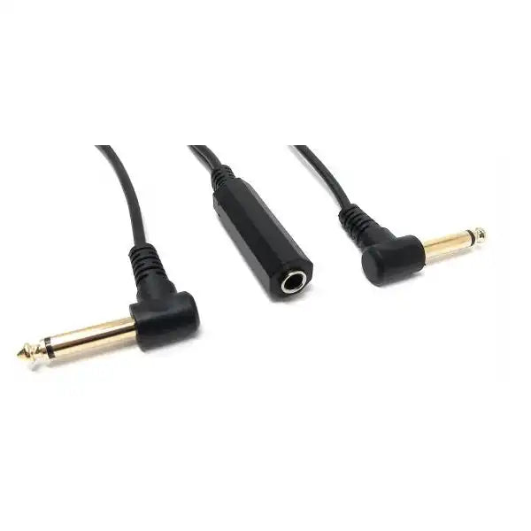 Audio Y Kabel 22 Cm 6,35 Mm Stereo Adapter Schwarz Mit 2x Klinke Stecker Zu Buchse
