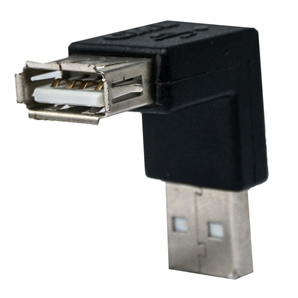 System-S USB 2.0 Adapter Typ A Stecker Zu Buchse Winkel Kabel Kompakte Bauform Schwarz