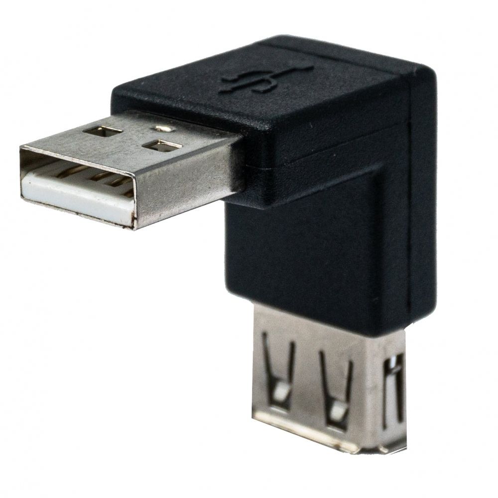 System-S USB 2.0 Adapter Typ A Stecker Zu Buchse Winkel Kabel Kompakte Bauform Schwarz