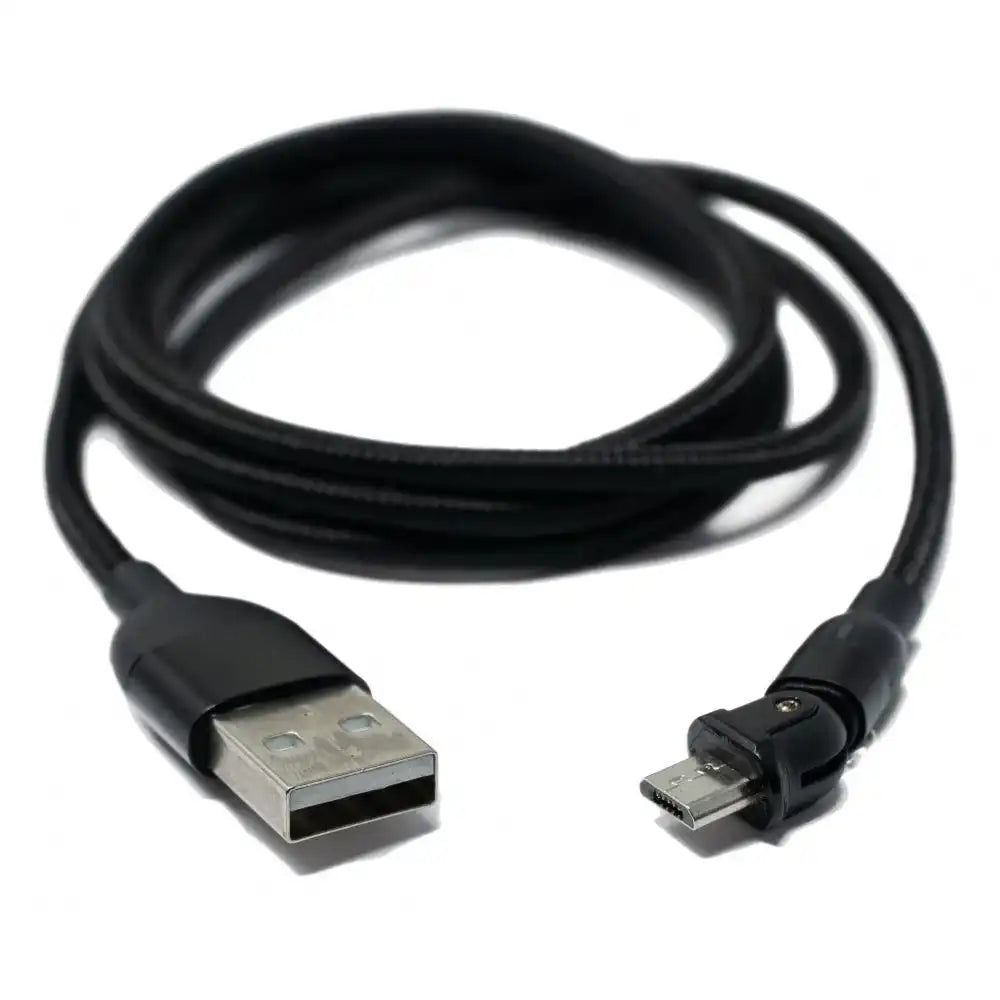 SYSTEM-S USB 2.0 Kabel 1 m Micro Stecker zu 2.0 A Buchse 180° Winkel in Schwarz