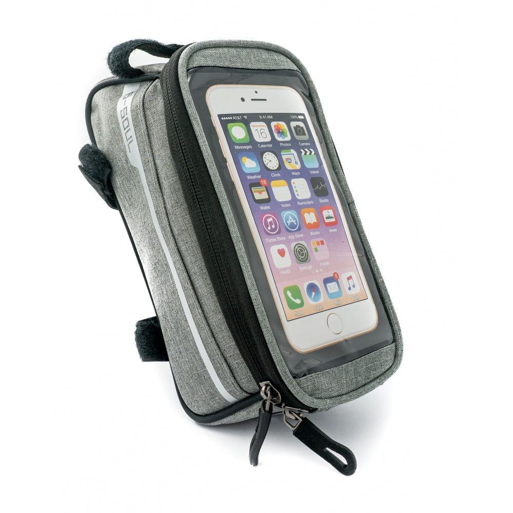 Fahrrad Tasche Halterung Für Smartphone Grau Mit Befestigung Am Rahmen Und Stauraum