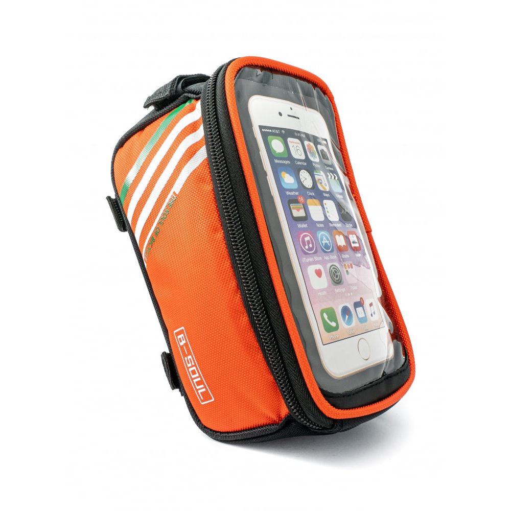Fahrrad Tasche Halterung Orange Robuste Smartphone Halterung Mit Klettverschluss Bis 17 cm