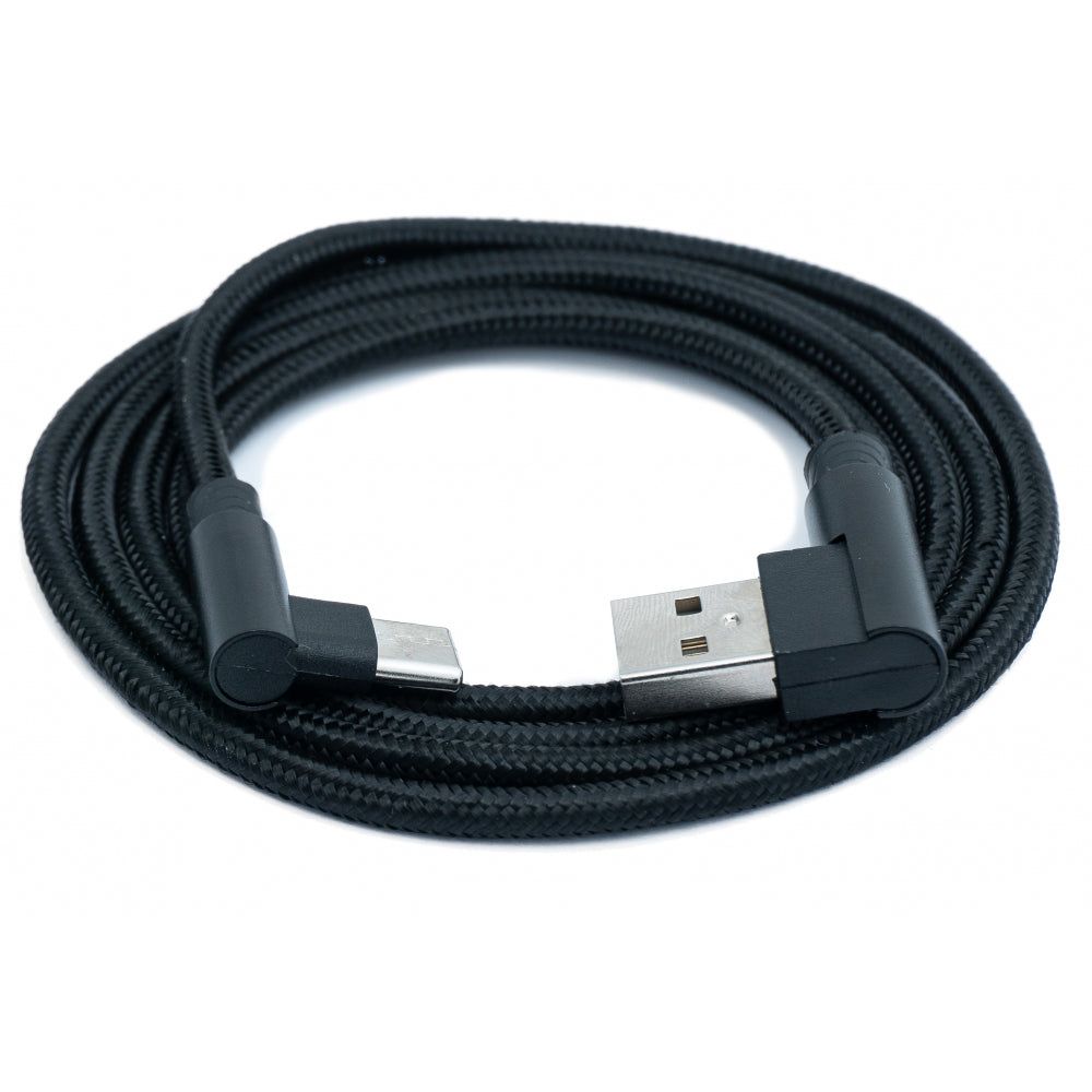 USB C Kabel 100 cm Geflochten Winkelstecker USB A 2 A Lade und Datenkabel Schwarz