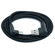 USB C Kabel 100 cm Geflochten Winkelstecker USB A 2 A Lade und Datenkabel Schwarz