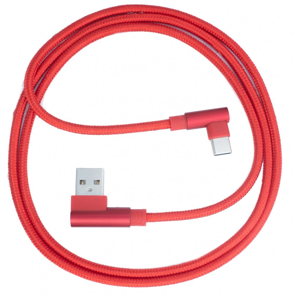 USB 3.1 Kabel 100 CM USB-C auf USB-A Winkel Geflochten Rot Robustes Langlebiges Datenkabel 2 A
