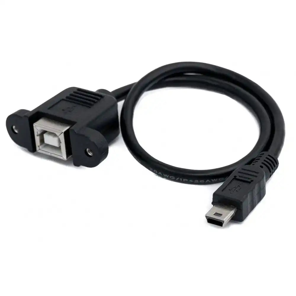 SYSTEM-S USB 2.0 Kabel 30 cm Typ B Buchse Zu Mini Stecker Schraubverbindung Schwarz