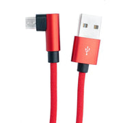 SystemS USB 2.0A Kabel Mikro USB Winkel 100 Zentimeter Geflochten Rot Lade und Datenkabel