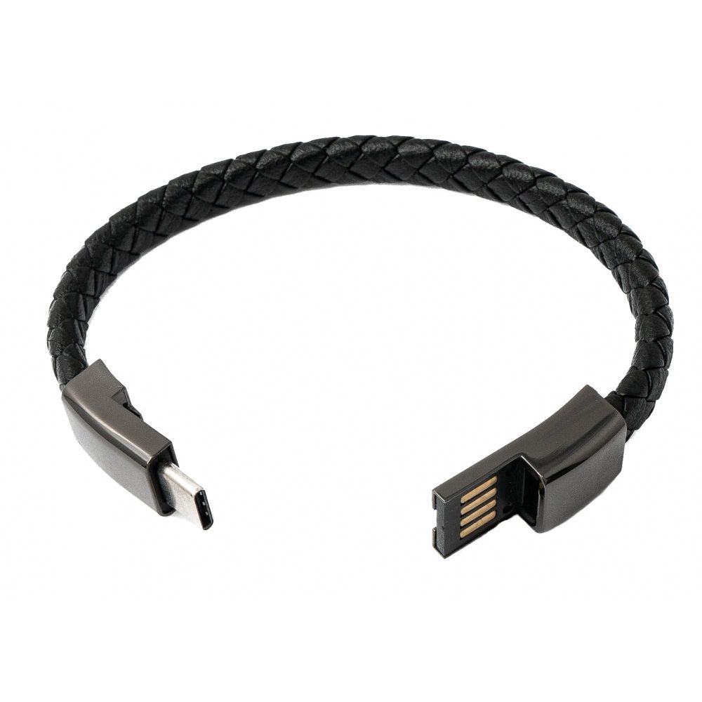 SYSTEM-S USB 3.1 Armband Kabel 22,5 cm Typ C Stecker zu 2.0 Typ A Stecker Adapter Schwarz