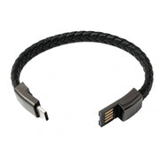SYSTEM-S USB 3.1 Armband Kabel 22,5 cm Typ C Stecker zu 2.0 Typ A Stecker Adapter Schwarz