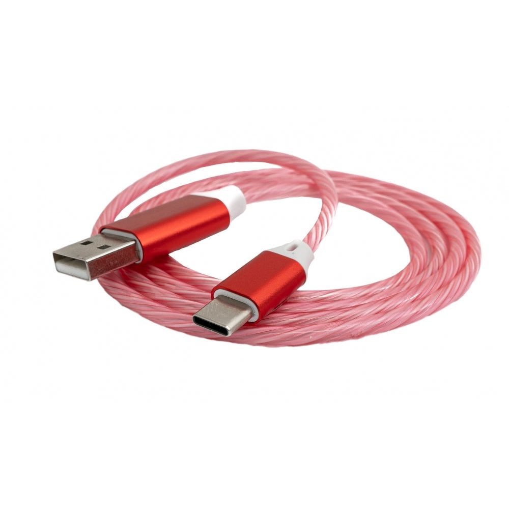 Leuchtendes USB 3.1 Kabel 1 m Typ C Stecker zu Typ A Rot Mit Lichtfunktion Und Stil