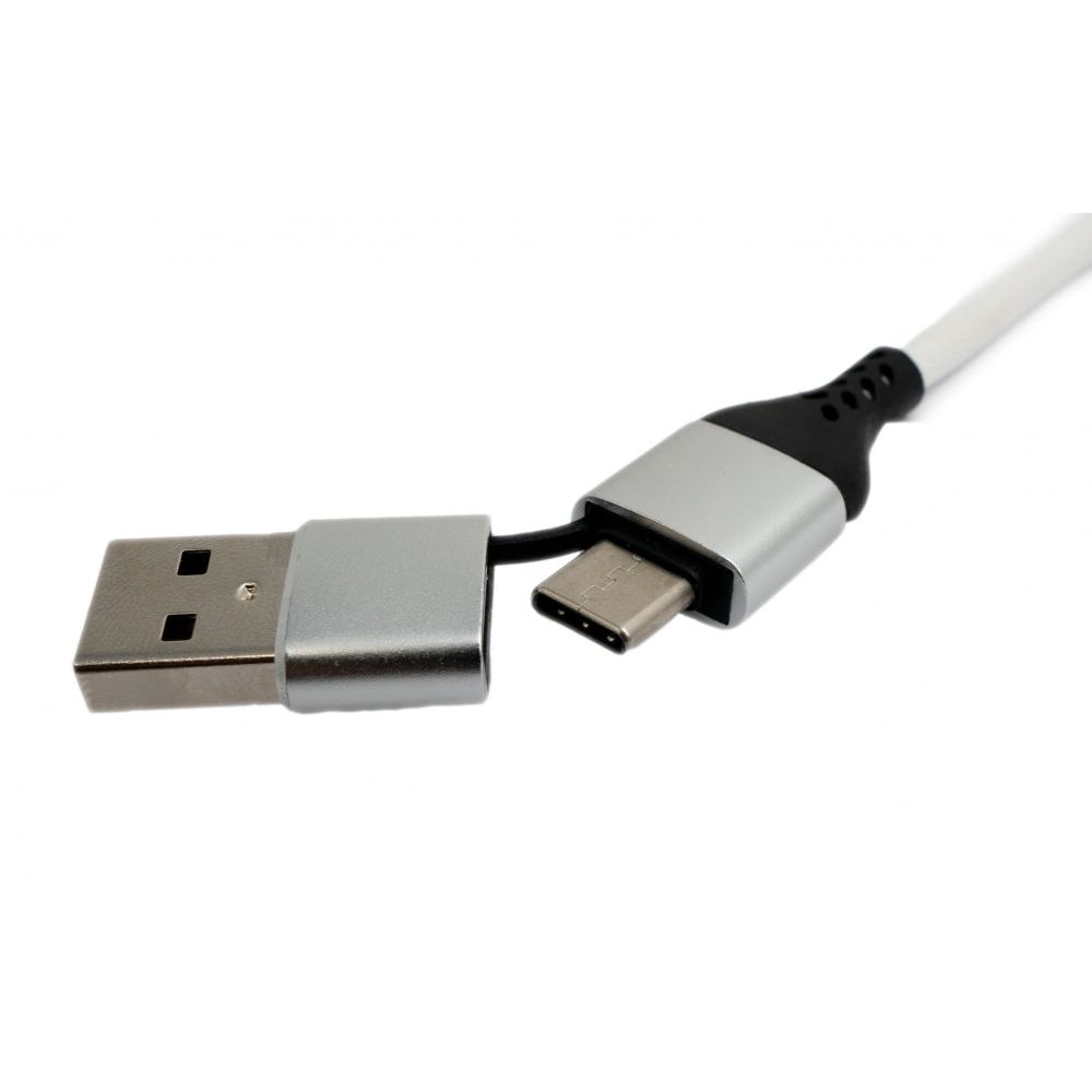 USB 3.1 2In1 Kabel 1m Weiss USB C Zu USB C Und USB A Verbindung Fur Datentransfer Und Laden