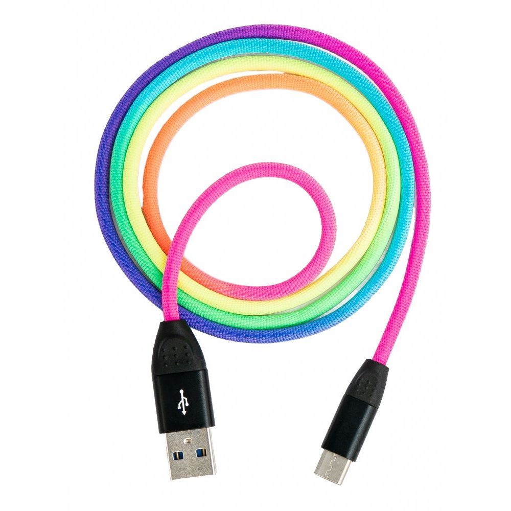 SYSTEM-S USB 3.1 Kabel 1m Typ C Stecker zu 3.0 Typ A Stecker Legierung geflochten in Bunt