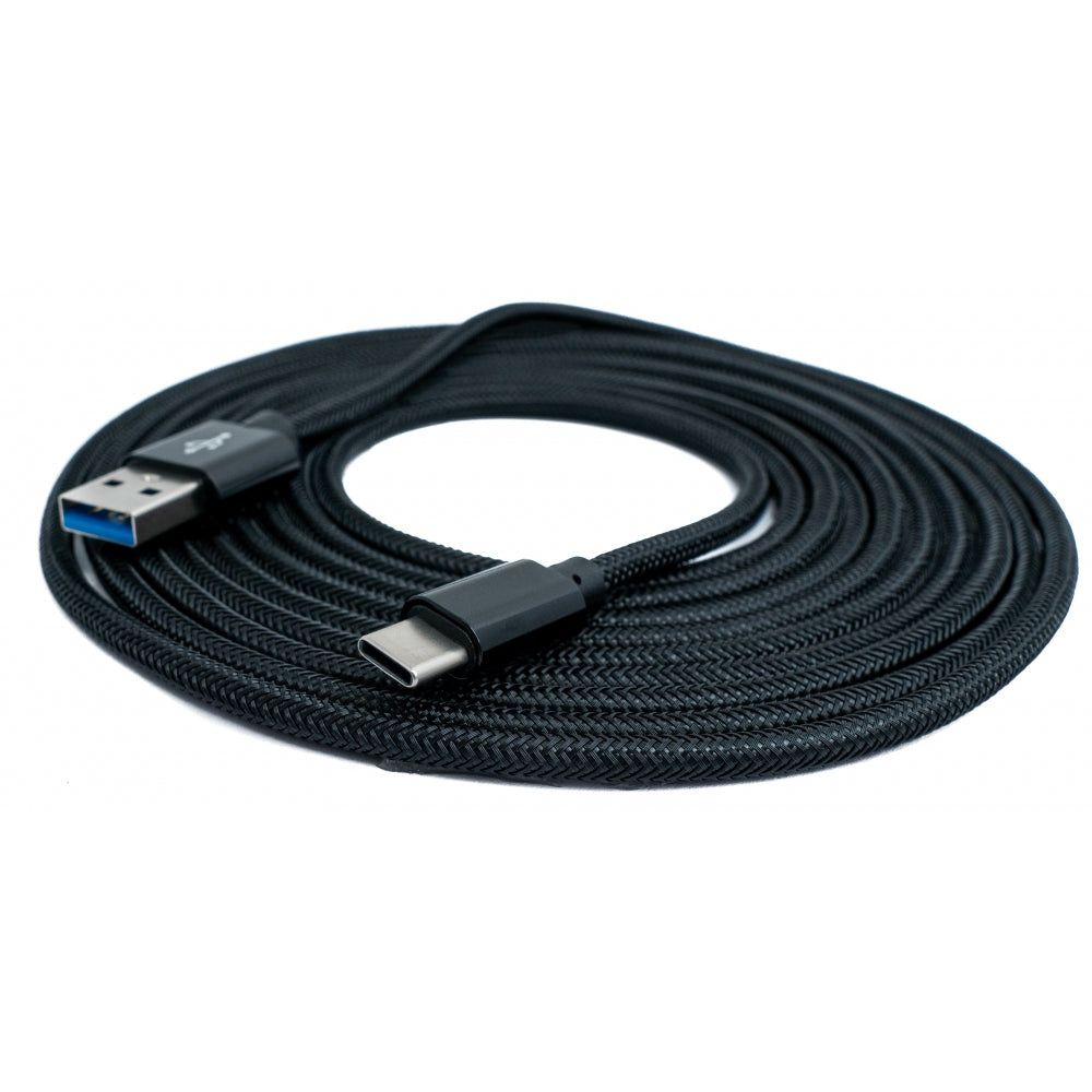 USB C Zu USB A Kabel 3 m Geflochten Schwarz Schnellladen Und Datenübertragung Bis 5 Gbit pro Sekunde