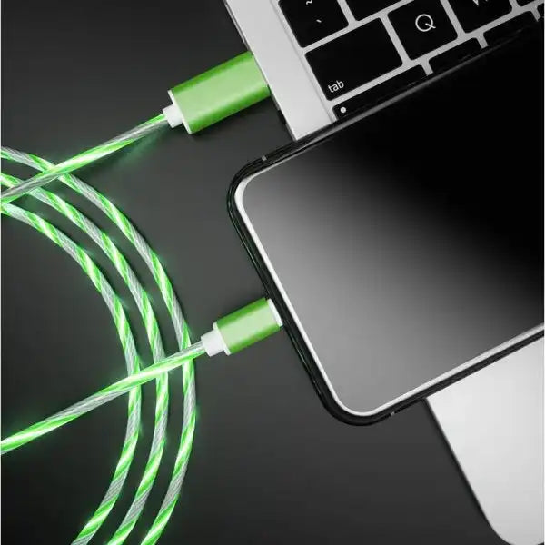 SYSTEM-S USB 3.1 leuchtendes Kabel 1 m Typ C Stecker zu 2.0 A Stecker in Grün