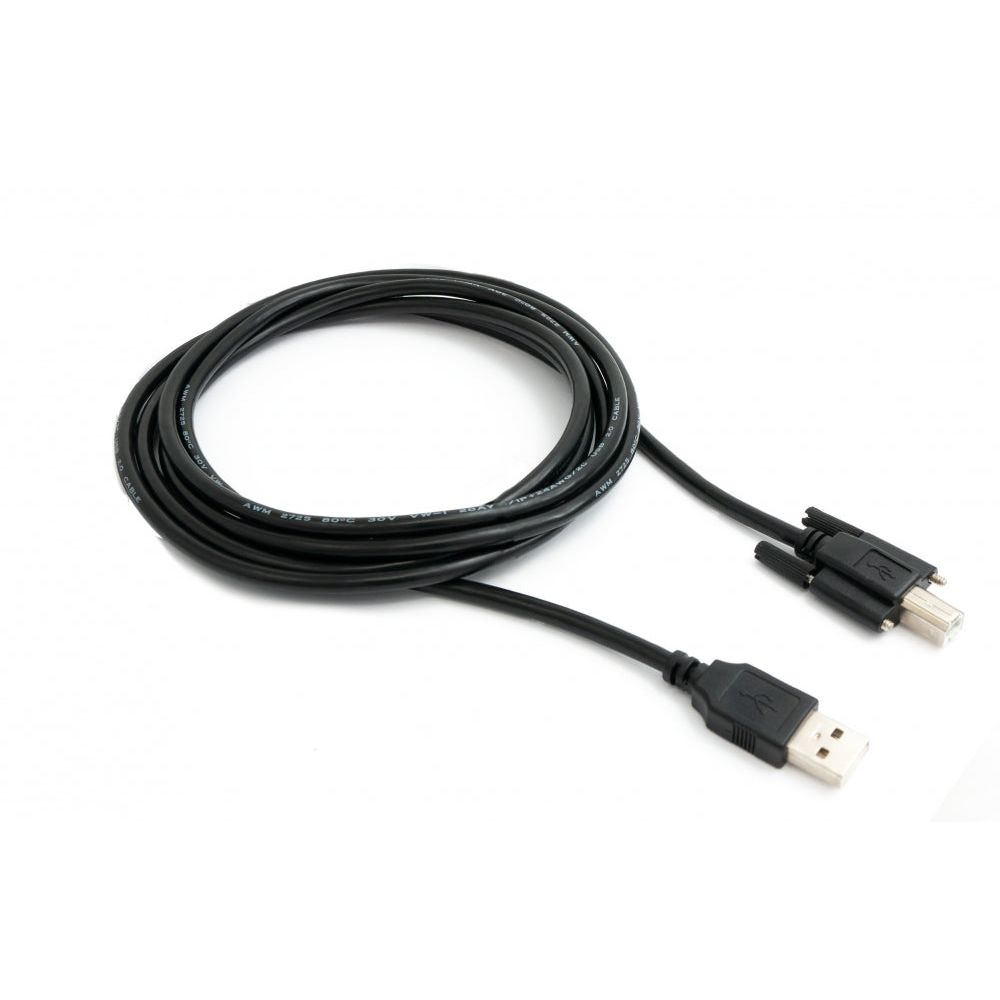 SYSTEM-S USB 2.0 Kabel 3 m Typ A Stecker zu B Stecker Schraube in Schwarz