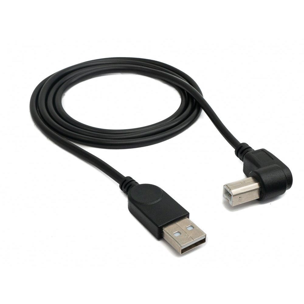 SYSTEM-S USB 2.0 Kabel 100 cm Typ B Stecker zu A Stecker Winkel in Schwarz