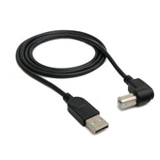 SYSTEM-S USB 2.0 Kabel 100 cm Typ B Stecker zu A Stecker Winkel in Schwarz