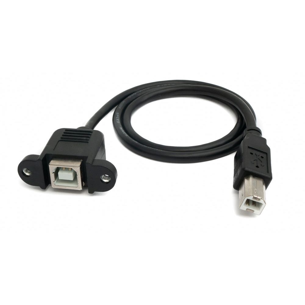 System-S USB 2.0 Kabel 50 cm Typ B Stecker Zu Schraubbarer Buchse Schwarz Verbindungskabel